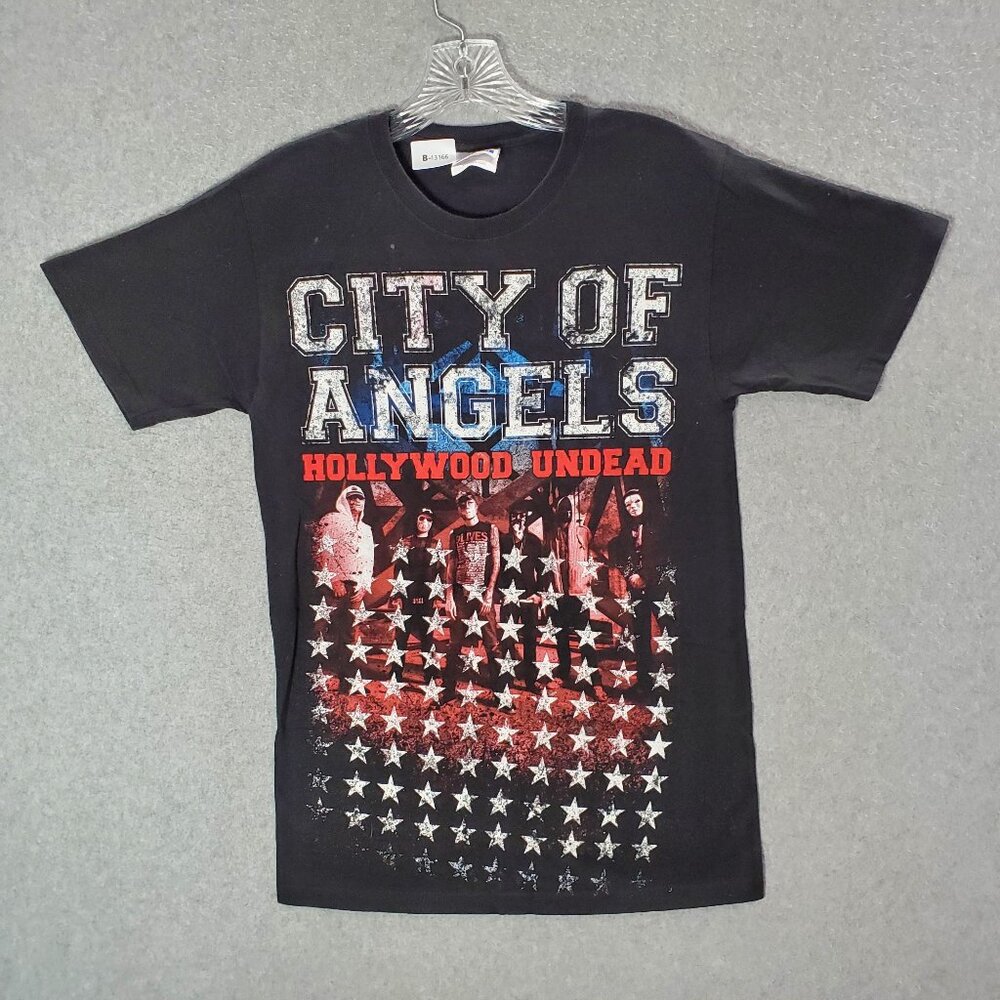 VINTAGE City of Angels Women Small Black Hollywood Undead Y2K USA Tee READ